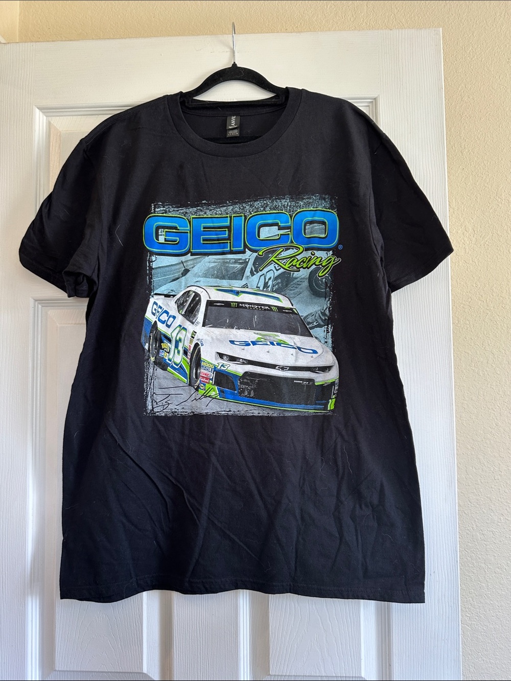 Anvil Black GEICO Racing Graphic Tee